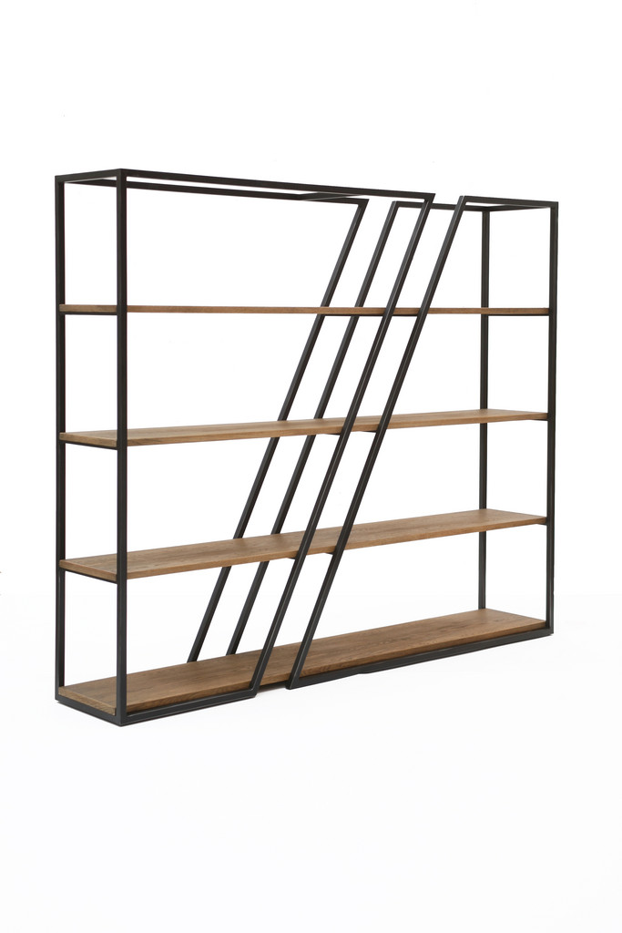 BOOKCASES & SHELVES/BOOKSHELF/RACKS ALENTEJO OAK AND IRON BOOKSHELF