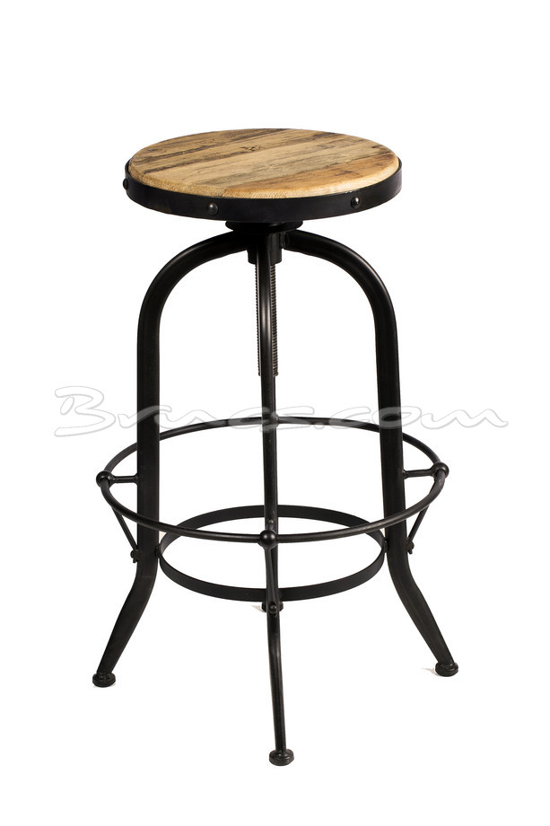 STOOLS PIK DIMMABLE PINE AND IRON BAR STOOL