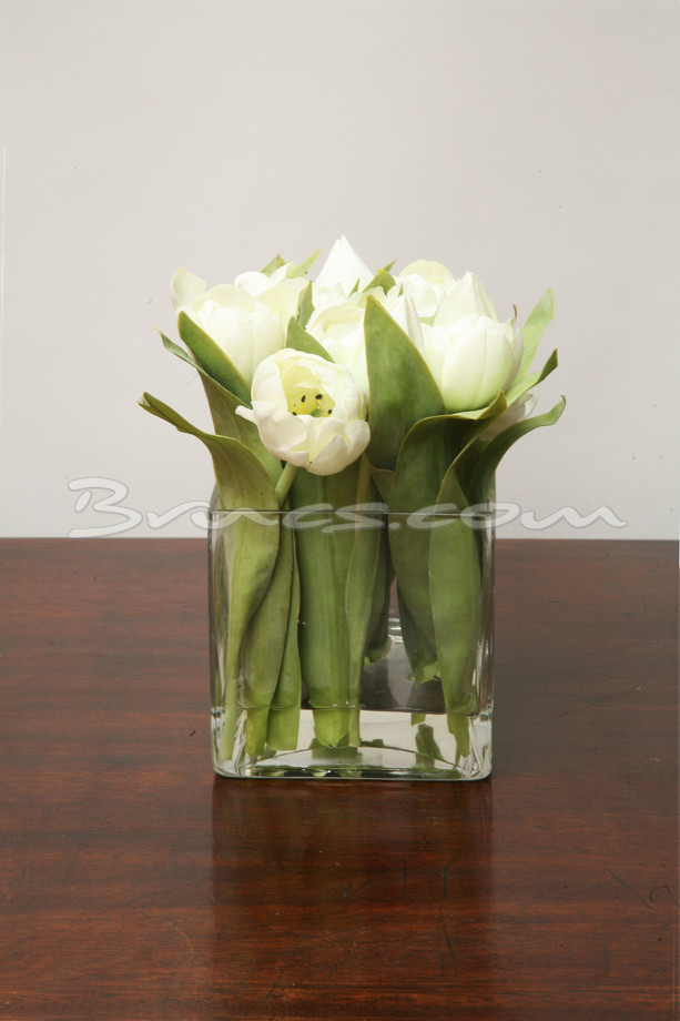 FLOWER VASES WHITE TULIP VASE W/ MW