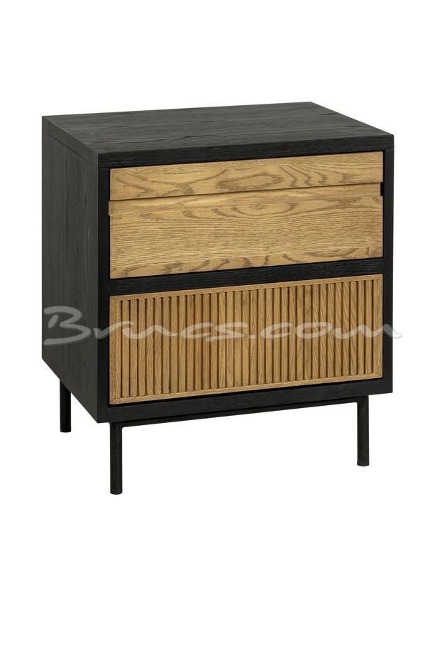 NIGHTSTANDS PIRGOS OAK & IRON BEDSIDE TABLE